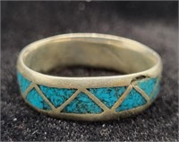 Turquoise Chip & Metal Ring