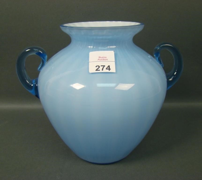 Consol. Regent Line Lt. Blue Rib Optic Vase