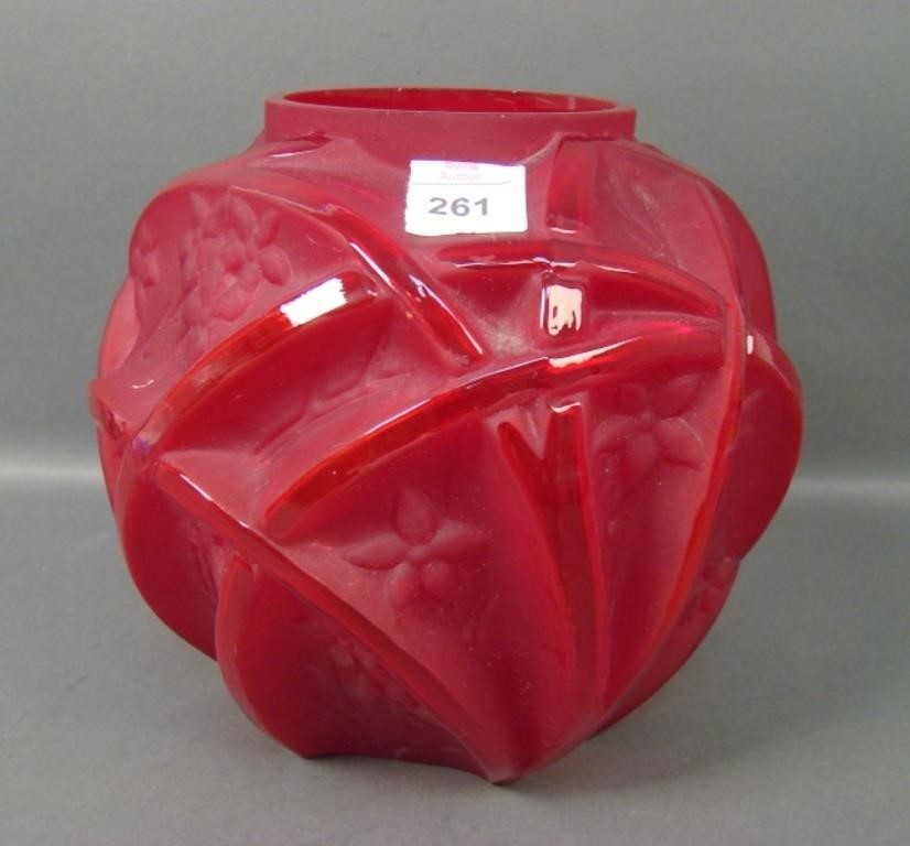 Consol. Cased Red/ Frosted Panels Line 700 Vase