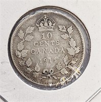 1915 Canada Sterling Silver 10-Cent Coin