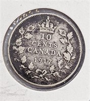 1917 Canada Sterling Silver 10-Cent Coin