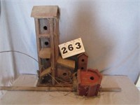 Lot of 3 bird houses – 2 wood and 1 metal
