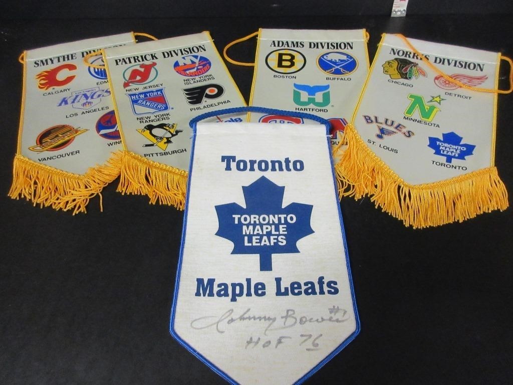 AUTOGRAPHED JOHNNY BOWER T.O MAPLE LEAFS BANNER