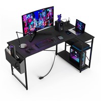 TIQLAB L Shaped Computer Desk with Power Outlets,