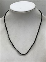 NEW STERLING SILVER/BLACK SPINEL NECKLACE