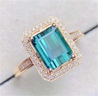 3.2ct Luxury Natural Tourmaline Ring 18K Gold