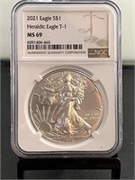 2021 American Silver Eagle NGC MS 69 Type 1
