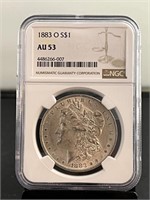 1883O Morgan Dollar NGC AU 53