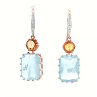 14ct R/G Aquamarine 11.32ct earrings