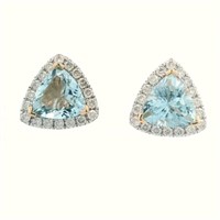 14ct Y/W Aquamarine 2.76ct earrings