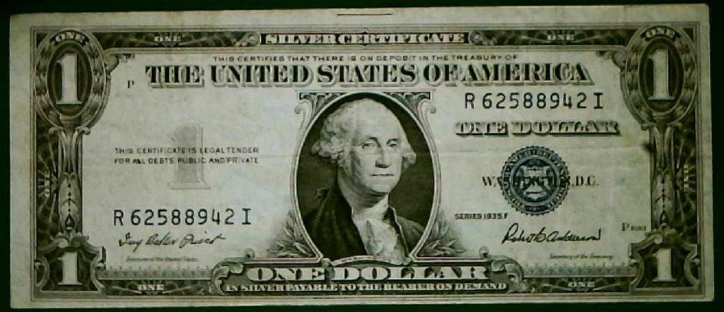1935 F 1 Dollar Silver Cert R62588942I