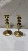 2 large brass candle holders