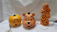 3 vintage light up pumpkins