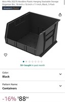 Plastic Storage Bin Organizers (Open Box)