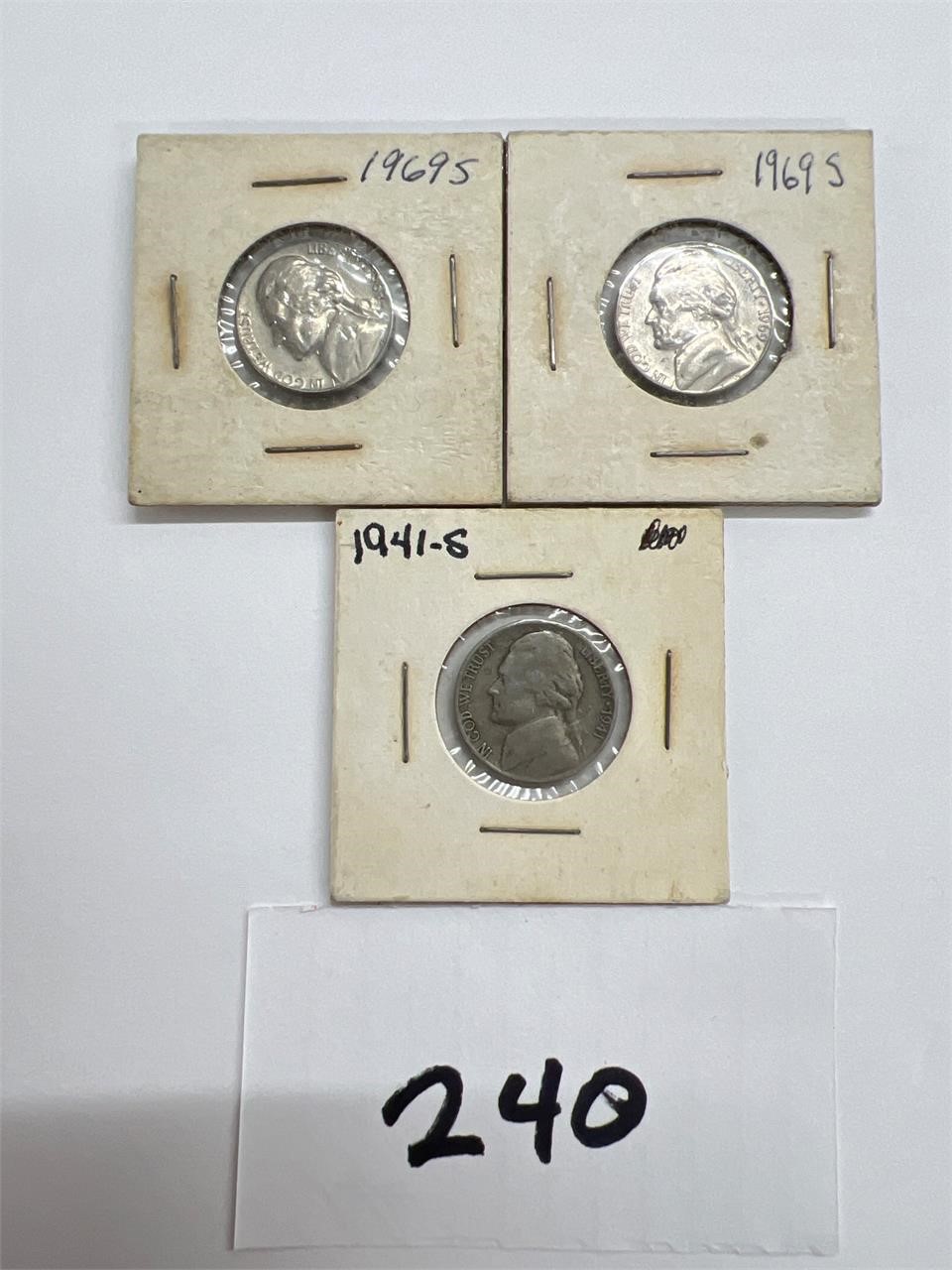 3 Jefferson nickels 1941S war 1969S