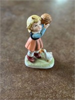 Vintage Ceramic Girl With Basketball