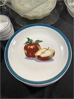 (9) Maystays Home Dinner Plates W/ Red Apple &