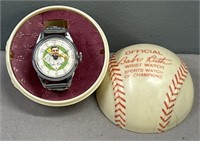 Babe Ruth Wrist Watch Exacta Time Baseball
