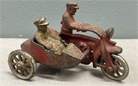 Cast Iron Motorcycle & Sidecar Toy