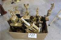 Box Lot of Older Bowling Trophies