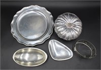 Assorted Metal Trays & Pumpkin Container