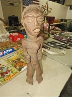 22" TALL AFRICAN WOOD CARVED STATUE