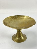 China Brass stemmed bowl.  3" tall x  5" wide.