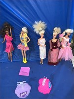 Five Mattel Barbie dolls 1966; three made in