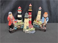 Resin and Wood Figurines and Lt Houses