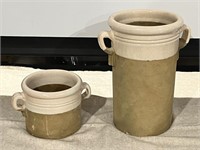 SET of TWO Brown/Beige Pottery Pieces - 11" & 5"