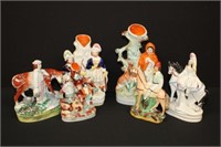 6pc Staffordshire Figurines & Vases (2 have been