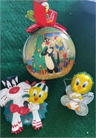 Tweety Bird & Sylvester Christmas Ornaments