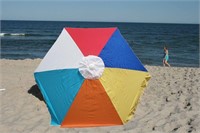 7' Buoy Beach Ball 6-Panel Umbrella & Post