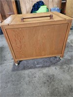 OFF-SITE-NICE WOOD PINE BOX ON CASTERS-CAN BE
