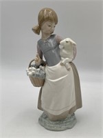 Lladro Girl w/ Lamb Porcelain Figurine