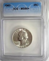 1963 Quarter ICG MS66+ LISTS $125