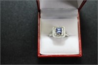 1.08CT  TANZANITE DIAMOND RING - SIZE: 7