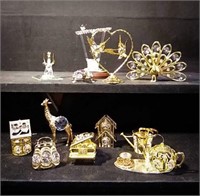 Crystal and gold figurines- several are marked