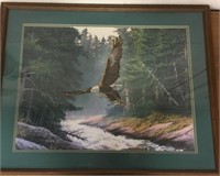 Framed Eagle Stitchwork Art - 30" x 24"