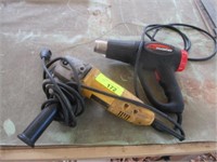 DeWalt 4" angle grinder, heat gun