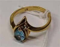 10K Solid Gold & Light Blue Gem Ring