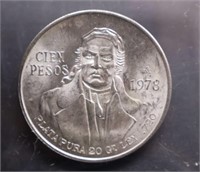 1978 Mexico Cien or #100 Silver Peso Round