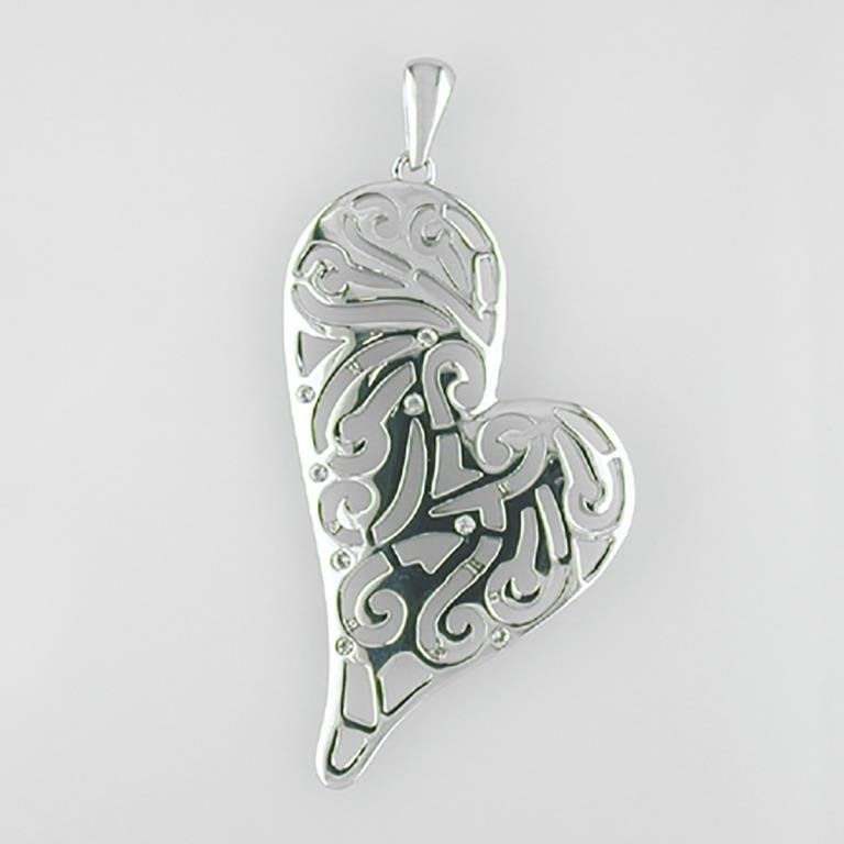 Alluring Heart Pendant with CZ accents