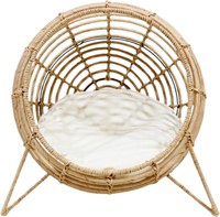 Handwoven Rattan Pet Lounge Chair with Cushion