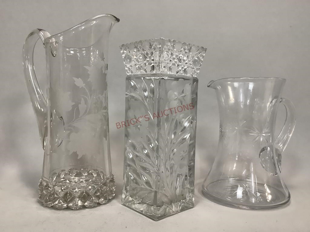 Clear Glass Pitchers and Vase