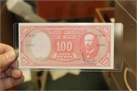 Uncirculated 1961 100 Cien Pesos Banknote