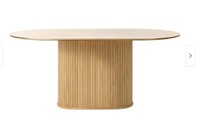 Iris  Modern Oval Pedestal Dining Table TOP NEW