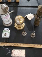 6pc lot water pump coffee grinder old clocks bells