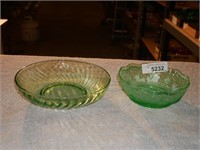 Vintage Green Depression Vaseline Bowls