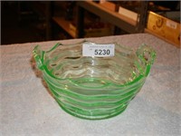 Vintage Jenkins Green Depression Vaseline Bowl